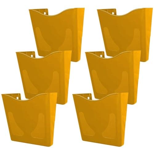 Image of Deflecto 6-Pack Yellow A4 Wall Mounted Document Holders – Portrait Sign, Leaflet & Menu Display Stands
