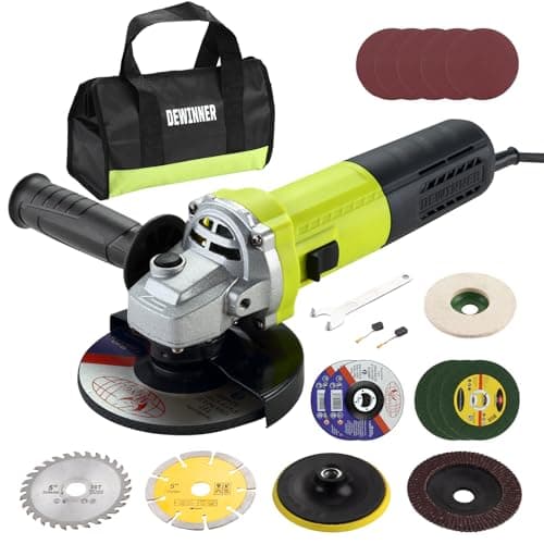 Image of DEWINNER Angle Grinder 1000W 2000-12000 RPM with 20 Accessorie,125mm Corded Angle Grinder with Canvas Handbag, Used for Cutting and Grinding, Polishing, Metal, Wood, Ceramic, Stone