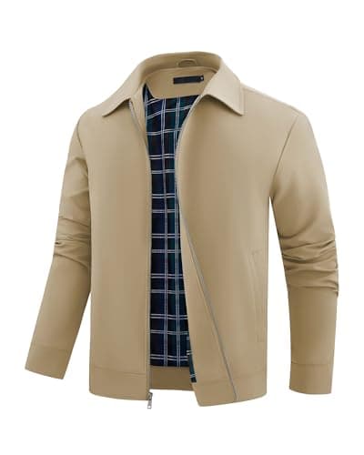Image of Autsel Men's Lightweight Bomber Jackets Casual Windbreaker for Sportwear Cargo Jacket Outwear with Zip Pockets khaki M