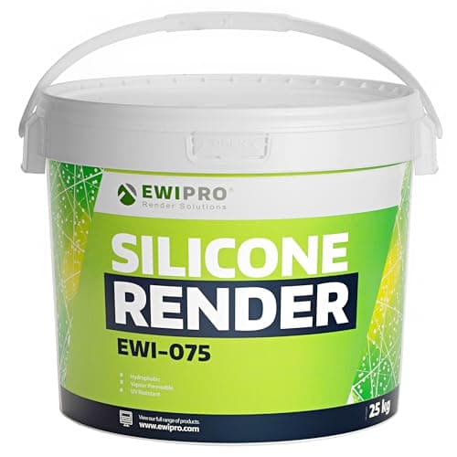 Image of Silicone Render EWI-075, 25kg, 1mm Grain Size, Top Coat Render, Self Cleaning, for Brick, Concrete, Boards, Plaster, Breathable, Flexible, Decorative Finish, Ready to Use