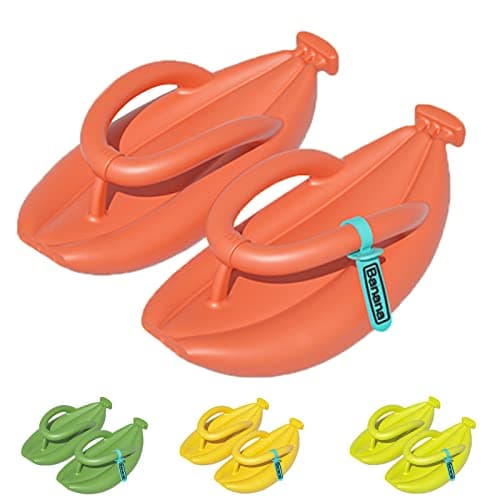 Image of Hokuto Banana Slippers, Banana Flip Flops, Summer Thick Sole Non-Slip Beach Bathroom (Orange, adult, women, numeric_6, numeric_range, uk_footwear_size_system, numeric_6_point_5, medium)