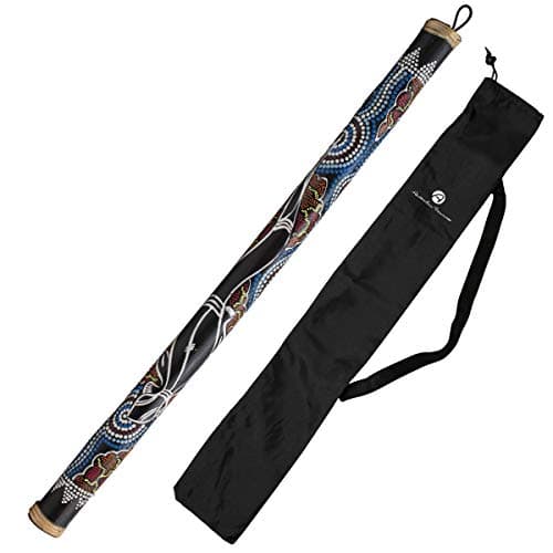 Image of Rainmaker Instrument 100 cm Painted Bamboo Wood - Rain Rattle Sound Healing - Wooden Instrument by Australian Treasures - Percussion Rain Stick with Nylon Bag for Children & Adults