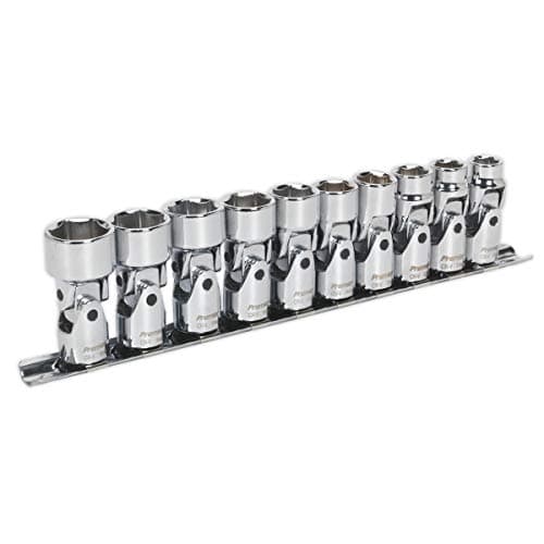 Image of Sealey Ak2710 Universal Joint Socket Set 3/8Sq Drive 6Pt Walldrive 10Pc Metric