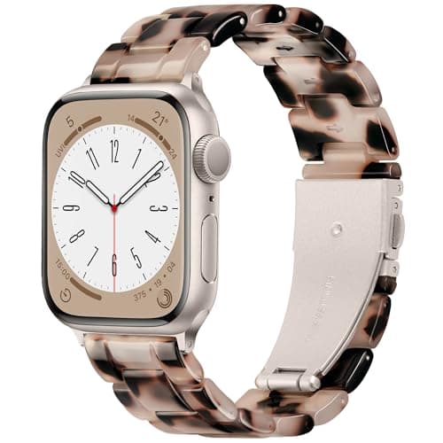 Image of Vamyzji Compatible with Apple Watch Straps 42mm(Series 11 10)41mm 40mm 38mm, Light Resin Tortoise Waterproof Sport iWatch Strap with Stainless Steel Clasp for Apple Watch Series 11 10 SE 9 8 7 6 5 4 3