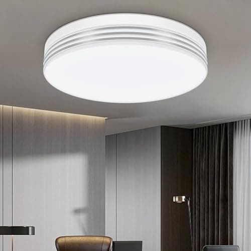 Image of Taoellen LED Ceiling Lights - 48W 6500K 4320LM 240W Equivalent Cold White Flush Mount Ceiling Lights, Round Silver Edge Ceiling Light for Bedroom, Kitchen, Living Room, Hallway, Office, Cloakroom