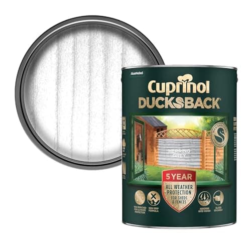 Image of WALLPAPER EMPIRE - Cuprinol Ducksback Herring Grey Matt Exterior Wood Paint, 5L Tin
