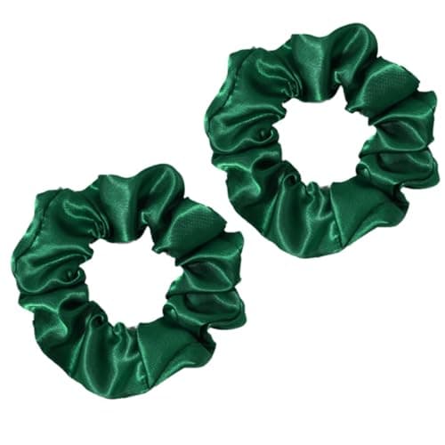 Image of 2 Pcs Velvet Scrunchies,Scrunchie for Women Soft Jersey Fabric Hair Scrunchie for Girls Bobble Elastic Hair Band Scrunchie Elastic Spring Ponytail Holder Bobbles Accessories,for Women(Dark Green)