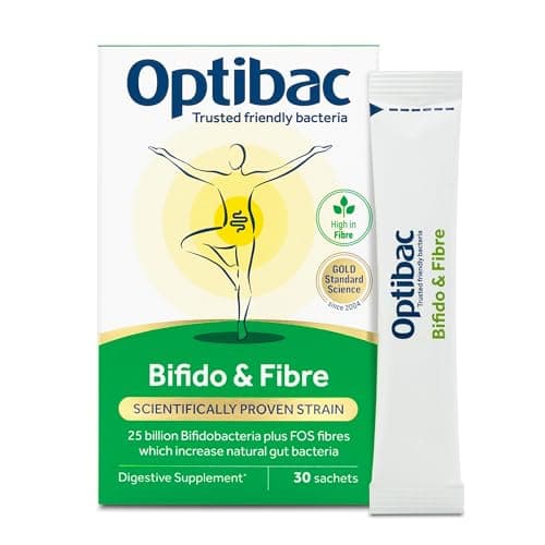 Image of Optibac Probiotics Bifido & Fibre - Vegan Probiotic & FOS Fibre Supplement to Maintain Regularity - 25 Billion Bacterial Cultures - Most Trusted & Recommended Brand - 30 Sachets