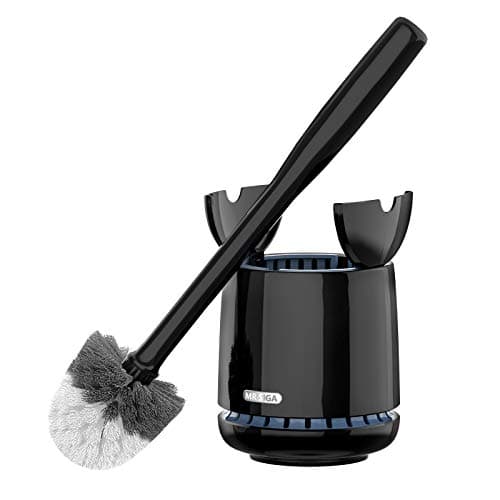 Image of MR.SIGA Toilet Bowl Brush and Holder, Premium Quality, with Solid Handle and Durable Bristles for Bathroom Cleaning, Black, 1 Pack