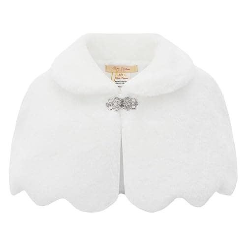 Image of Mini Mart Online Limited Girls Cape Bridesmaid Wrap Shrug Tippet Childrens Ivory - 13 Years Kids