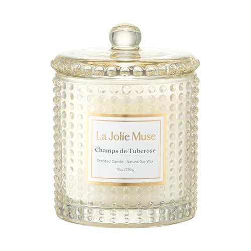 Image of LA Jolie Muse Champs de Tuberose Scented Candle, Mothers Day Candles Gifts for Women, Gardenia & Ylang Ylang Candles for Home Scented, Natural Wax Candle, 75 Hours Long Burning