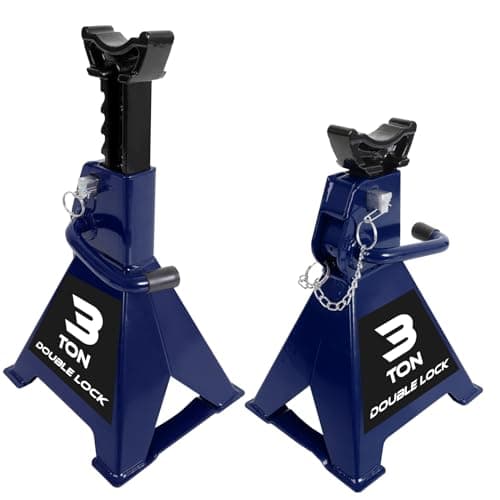 Image of TCE AT43005AU Torin Steel Heavy Duty Jack Stands: Double Locking Pins, 3 Ton (6,000 lb) Capacity, Blue, 1 Pair (2 Pack)