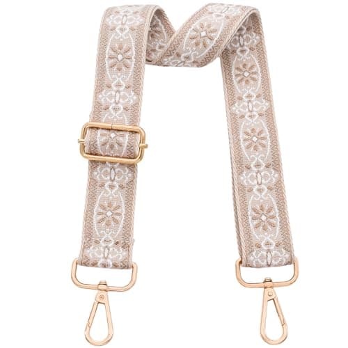 Image of ROYGBCP Replacement Purse Strap Shoulder Strap Adjustable Crossbody Strap for Women Crossbody Wide Shoulder Bag, Khaki Star-gold Hardware