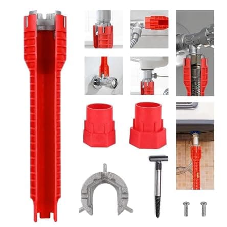 Image of SXCCNW Basin Wrench 8-in-1 Tap Spanner – Multi-Function Plumbing Tool for Tight Spaces, Toilet Seat, Faucet Installation & Bath Repair, Comfort Grip, Professional Sink & Kitchen Wrench