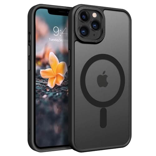 Image of GUAGUA Strong Magnetic for iPhone 11 Pro Max Case [Compatible with MagSafe] [Military Grade Protection] Translucent Matte Back Slim Shockproof Anti-Scratch Phone Cover 6.5-Inch, Black