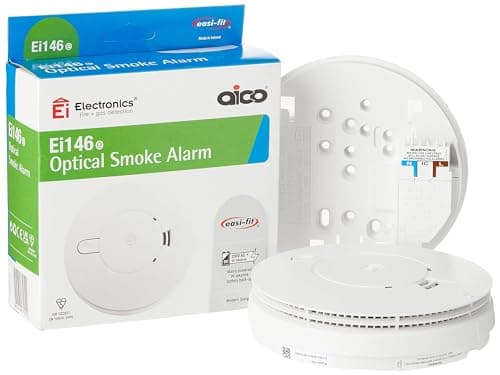 Image of Aico Ei146e Optical Smoke Alarm AC mains power supply and 9V alkaline battery back-up.