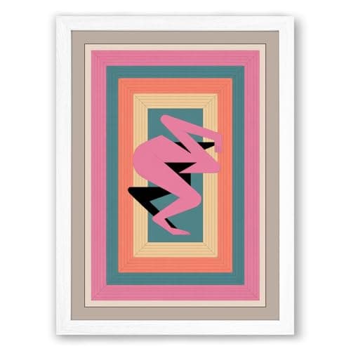 Image of Nested Frames Geometric Framed Wall Art Print A2 (59.4×42cm) White, Wall Decor for Living Room, Bedroom, Office & Home, Ready to Hang, Art Gift