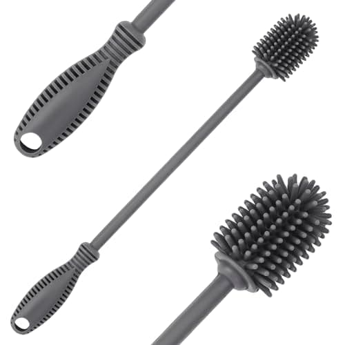 Image of ddLUCK Silicone Bottle Cleaning Brush with Long Handle, 31cm Water Bottle Cleaner for Baby Bottles, Hydro Flask, Sports Bottle, Vase, Glassware, Perfect for Smaller Diameter Bottle Openings (Qty 1)