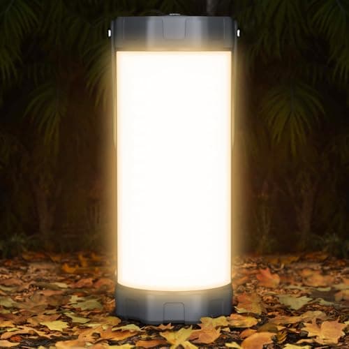Image of Glocusent Survival Camping Light, 1200LM Brightness Camping Lantern, 80Hrs Runtime & Rechargeable, IP68 Waterproof, 5 Levels & SOS, Compact Camping Lights for Tents, Hiking, Blackout, Hurricane