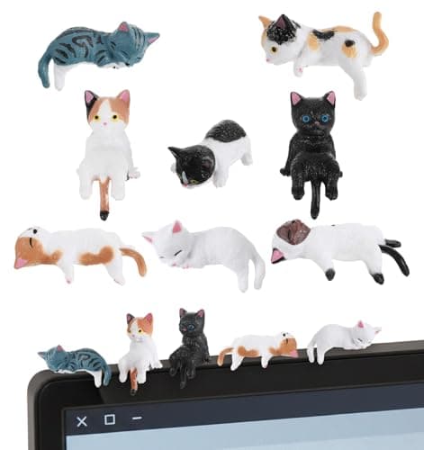 Image of ValueBargain 8Pcs Cat Figurine, Cute Mini Resin Cat Desk Decor for Car Dashboard Decorations & Computer Monitor Decorations, Adorable Small for Office Car Home Decor, for Cats Lovers