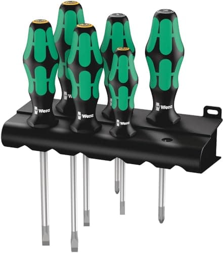 Image of Wera 334/355/6 Kraftform Plus Lasertip screwdriver set with rack, PZ/SL, 6pc, 05105656001