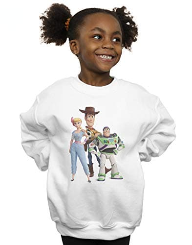 Image of Disney Girls Toy Story 4 Woody Buzz and Bo Peep Sweatshirt White 9-11 Years