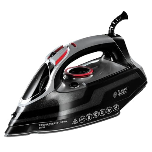 Image of Russell Hobbs Steam Iron [3100W, 210 g/min extra steam boost, 70 g/min steam] Power Steam (350ml, ceramic soleplate, self-cleaning & spray water function, anti-limescale, drip stop) 20630