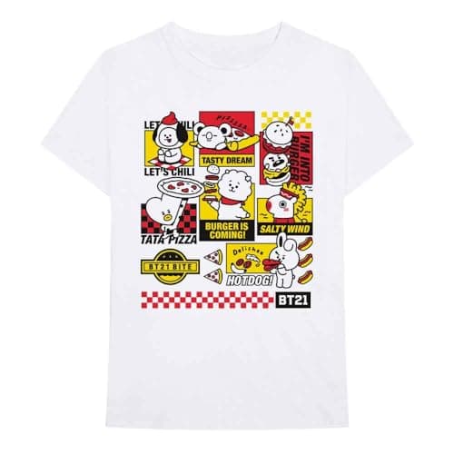 Image of Bt21 Bite Fast Food Official Tee T-Shirt Mens Unisex (Large) White