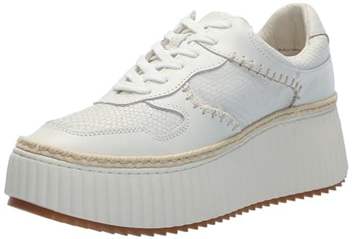 Image of Dolce Vita Women's Dandi Sneaker, Off White Embossed Leather, 8 UK