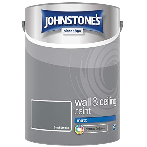 Image of Johnstone's - Wall & Ceiling Paint -STEEL SMOKE - Matt Finish - Emulsion Paint - Fantastic Coverage - Easy to Apply - Dry in 1-2 Hours - 12m2 Coverage per Litre - 5L