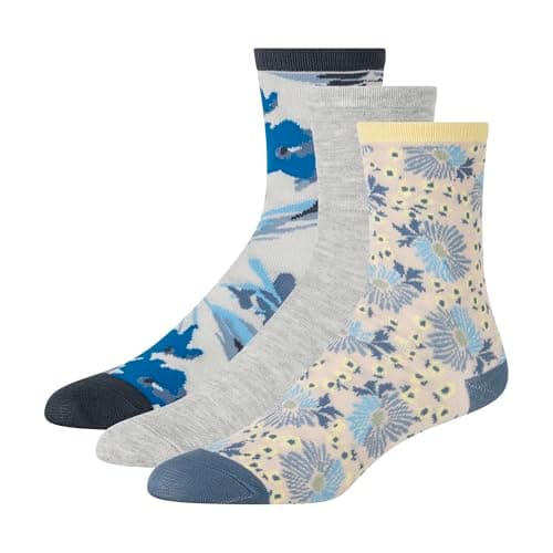 Image of Ted Baker Women's 3 Pack Pattern Crew Dress Socks, Ivory, OS, Blue Horizon/Grey Heather/Navy, One size
