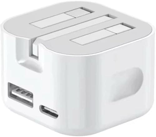 Image of 35W DUAL PORT USB-C and USB-A Power Adapter, Fast Charging Wall Plug, UK Type, Compatible with iPhone 17/16/15/14, iPad, Samsung S25/S24/S23, iPads