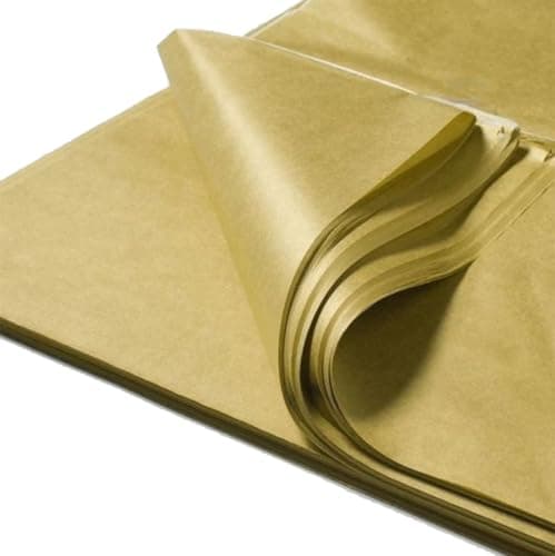 Image of Pack of 10 x Vibrant Tissue Paper 500mm x 750mm for Gift Bags, Wrapping, Flowers, Wedding, Arts Crafts - Quality Acid Free (Metallic Gold)