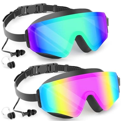 Image of COOLOO 2 Pack Kids Swimming Goggles, Frameless Wide View Kids Goggles, Anti-fog & Anti-UV Goggles kids 4-16 for Girl Boys Youth