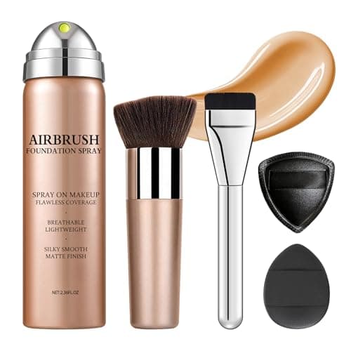 Image of AOAZXBB Foundation Full Coverage, Lightweight Breathable Spray Foundation for Mature Skin, Airbrush Flawless Setting Spray Makeup-02 Beige