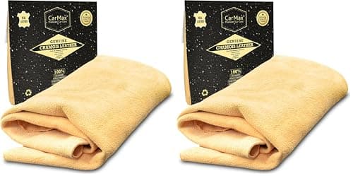 Image of CarMax® English Premium Grade Natural Chamois Leather - Large - Perfect for drying off the whole car, glass, mirrors, inside and out, super soft and highly absorbent, Made in the UK (Pack of 2)