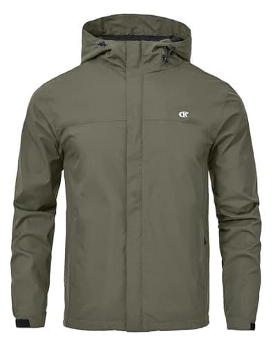 Image of Huayuzh Men's Softshell Jackets Mens Waterproof Jacket Outdoor Lightweight Breathable Windbreaker Hiking Camping Coat Army Green L