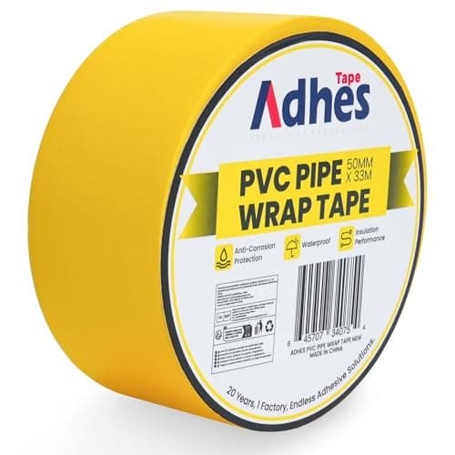 Image of ADHES PVC Pipe Tape Corrosion Protection Duct Tape, 50MM X 33M Weatherproof Yellow Insulation Tape, Sealant Tape for Pipes