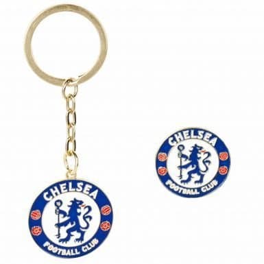 Image of Chelsea FC Crest Keyring & Pin Badge Set