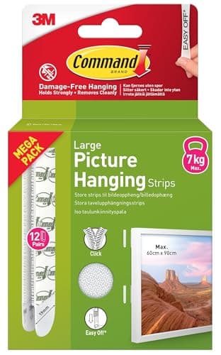 Image of Command Picture & Frame Hanging Strips Value Pack, Large, White - 12 Pairs (24 Strips) - Damage Free Hanging - For Pictures, Frames, Mirrors, Wall décor and Signs