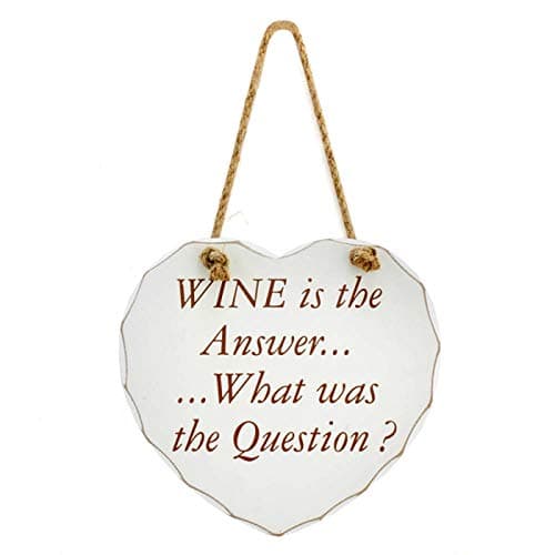 Image of Wine is the Answer, What was the Question?! Funny Love Heart Hanging Plaque / Sign