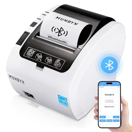 Image of MUNBYN Thermal Receipt Printer MFi Certification for IOS(Requires App) POS Printer with USB Ethernet Serial Port,for Android Windows, Mac, Linux and ChromeOS, Shop Home Business ESC/POS,White