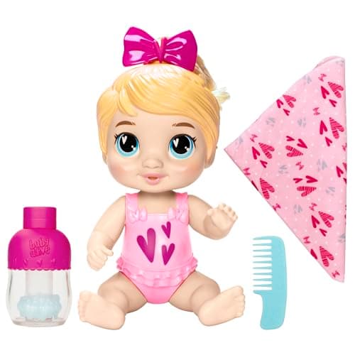 Image of Baby Alive Shampoo Snuggle Harper Hugs Blonde Hair 11" Water Baby Doll Playset Toys for 3 Year Old Girls Boys and Older