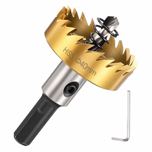 Image of DTGN 1-9/16" Hole Saw 4341 High Speed Steel - 40mm Hole Cutter - Good for Thin Metal/PVC/Acrylic/Plastic/Wood Board - Gold