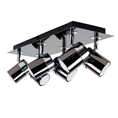 Image of MiniSun | Modern Rectangular 6 Way Adjustable Ceiling Spotlight in a Black Chrome Finish | Ceiling Spots, Home Décor & Improvement Essential | Mains Wired