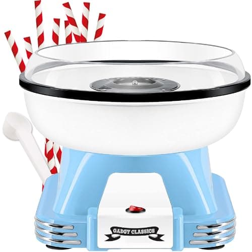 Image of Gadgy Cotton Candy Machine – Candy Floss Maker for Home Use – Works with Sugar or Hard Candies – Retro Cotton Candy Maker for Kids’ Parties, Birthdays & Events – Blue