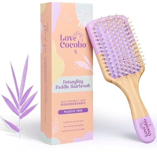 Image of Love Cocobo | Hair Brush | PLASTIC FREE | Eco Hairbrush to Detangle Wet & Dry Long & Short Thick & Thin Hair | Curl Defining Blow Dry Paddle Brush | Bamboo Hairbrush for Wavy Curly & Straight Locks