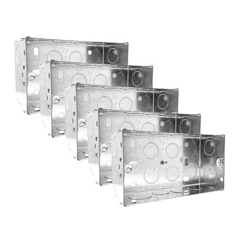 Image of Evoges Double Metal Back Box, 47mm, 2 Gang, 1.0mm Thickness for Electrical Sockets Switches, BS4662 Standard (5)