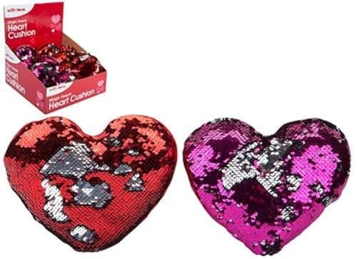 Image of With Love Reversible Sequin Heart Cushion - Assorted