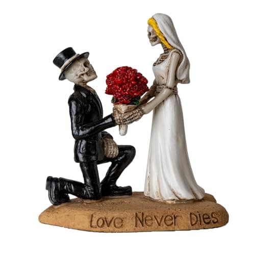 Image of Pacific Giftware Til Death Do Us Part Skeleton Couple Figurine Unique Love Never Dies Wedding Decor for Gothic Romance Lovers 4.8" Tall